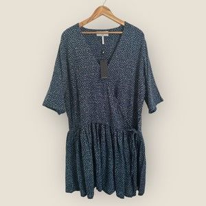 NWT One Teaspoon Starry Night Wrap Dress Navy Blue White Dot Women's Size Medium